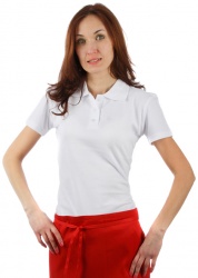Футболка-поло женская белая с коротким рукавом (Размер 50)