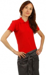 Футболка-поло женская красная с коротким рукавом (Размер 52)