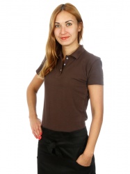 Футболка-поло женская коричневая с коротким рукавом (Размер 46)