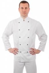 Куртка шеф-повара белая мужская с длинным рукавом без пуклей [00001] (Размер 48)