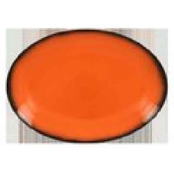 LENNOP36OR Тарелка овал. 36x27 см., плоская, фарфор,цвет оранжевый, Lea
