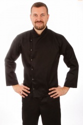 Куртка шеф-повара черная мужская на кнопках с длинным рукавом на манжете [00001] (Размер 48)