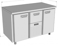 Среднетемпературный холодильный стол с кассетным агрегатом, СХСка-700- 2, 2 двери, охлаж. ящик