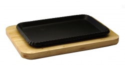 Сковорода прямоугольная на деревянной подставке 260х170 [DSU-S-26cm]