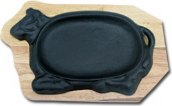 Сковорода на деревянной подставке в виде коровки 270х180 [DSU-S-SN (COW)]