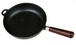 Сковорода чугунная 220 мм с деревянной ручкой Luxstahl [НЕR22]