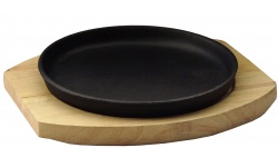 Сковорода круглая на деревянной подставке 185 мм
